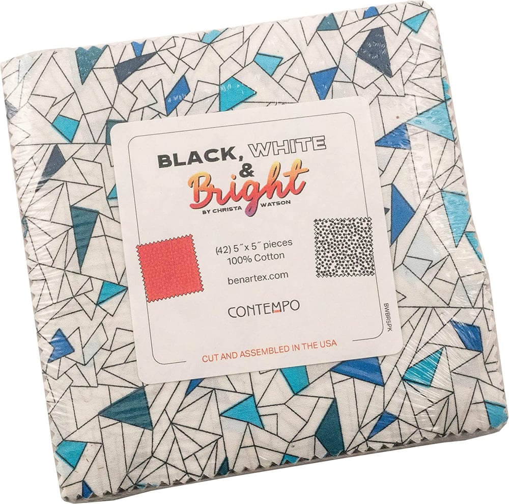 Black, White & Bright Charm Pack 5" x 5" Squares #CH101