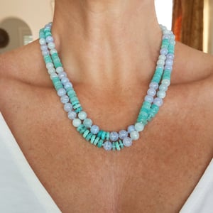 Blue Lace Agate, Aquamarine, & Amazonite Helix Necklace 