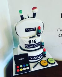 Mac Make up themed birthday celebration cake