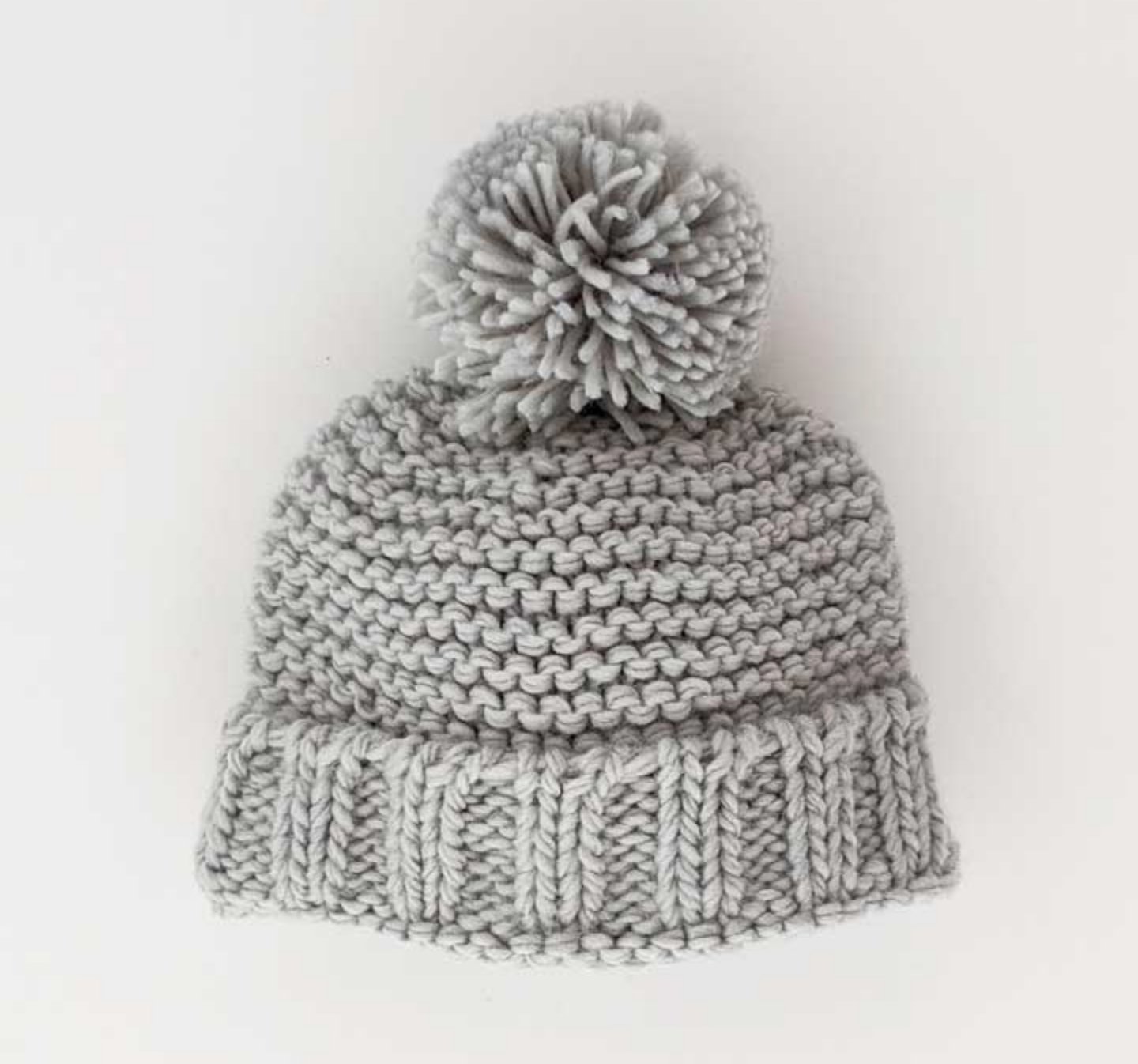 Image of Light Grey Garter Stitch Beanie