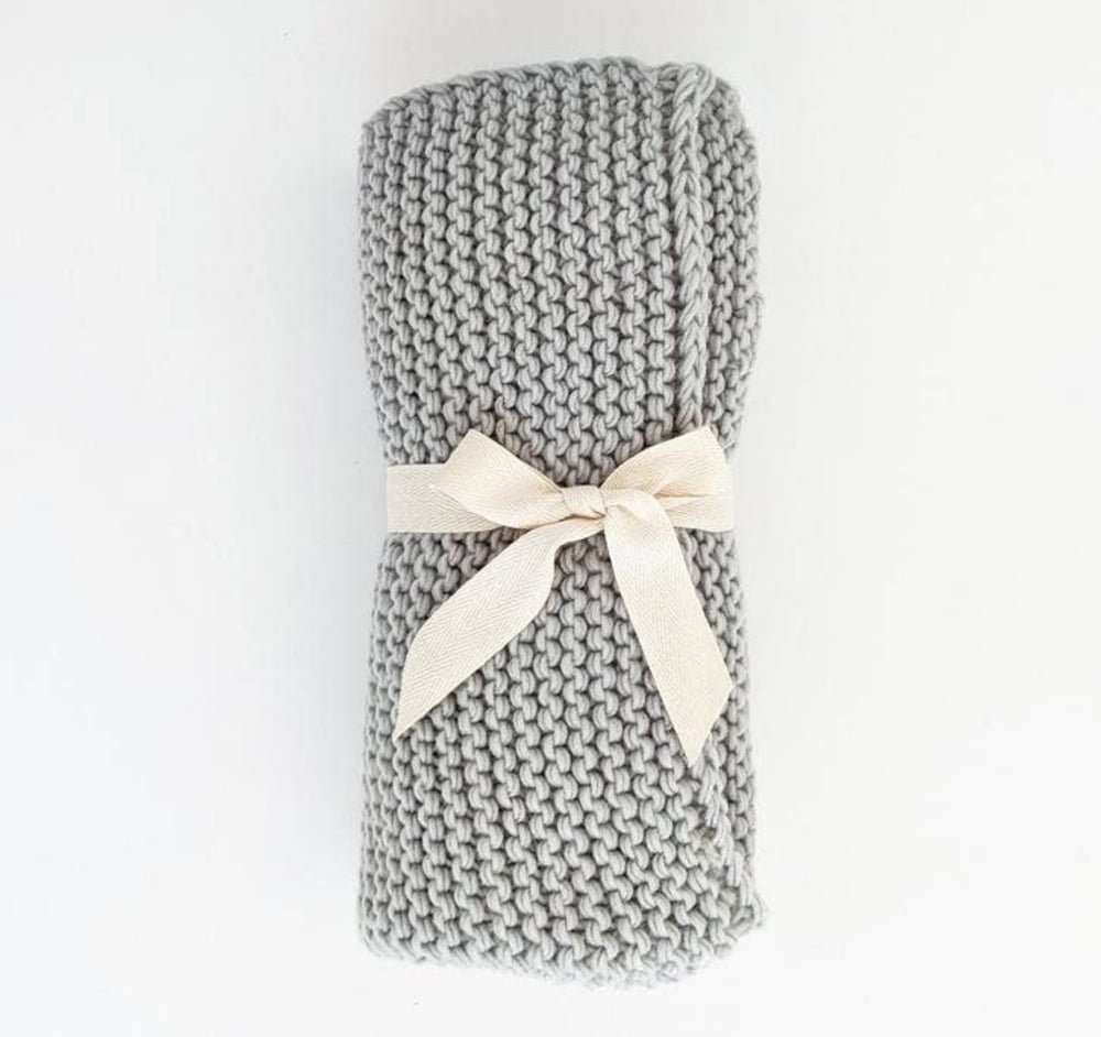 Image of Light Grey Garter Knit Blanket