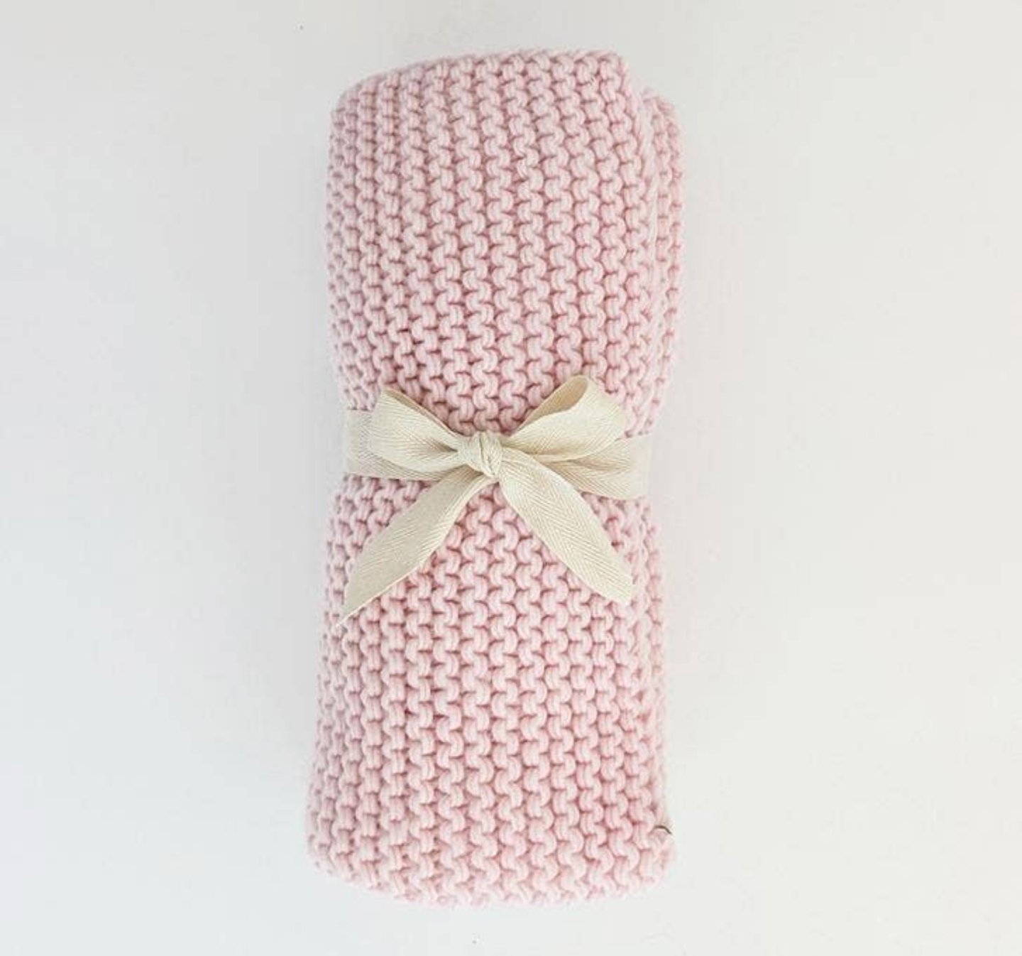 Image of Blush Pink Garter Knitted Blanket