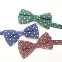 Mister Archie Cotton/Linen White Dot Bow Ties
