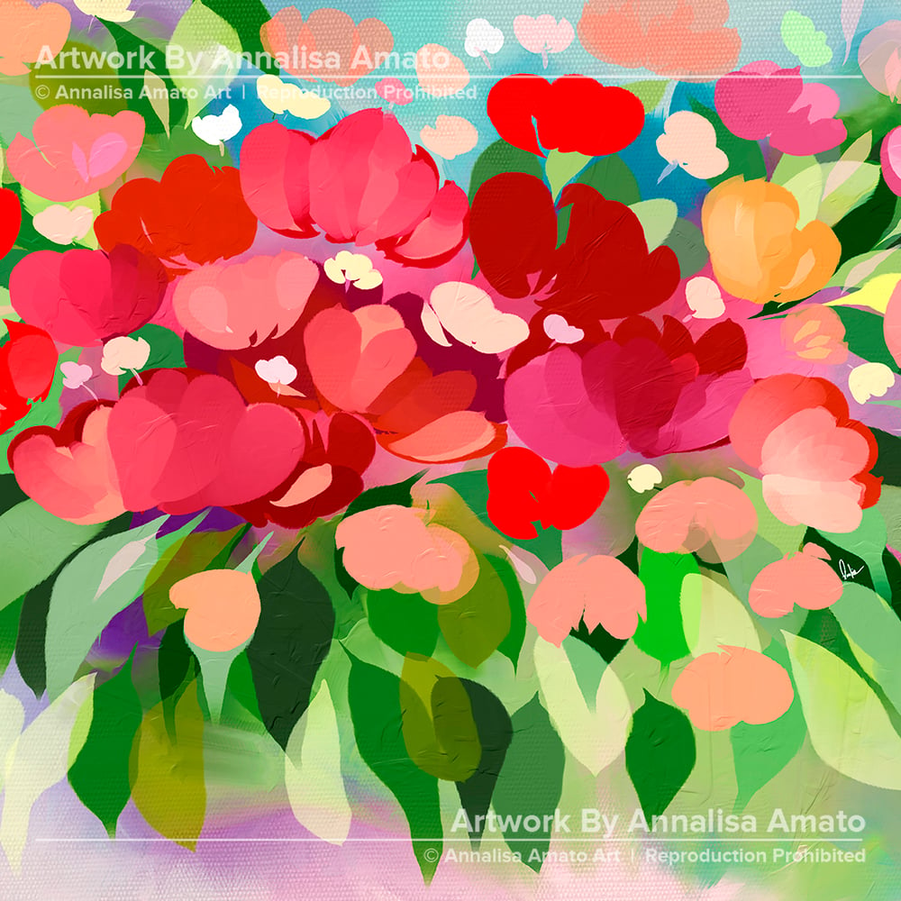 Abstract Colourful Flowers - Artwork - Prints