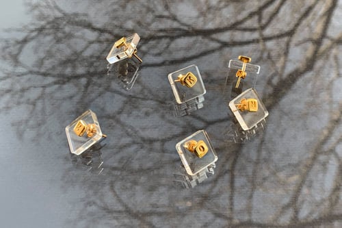 Image of gold plated silver earring with letter
