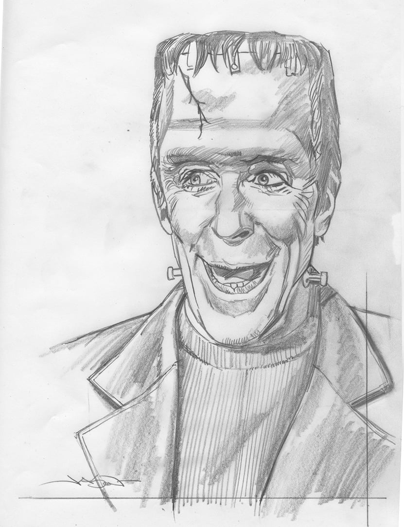 "Herman Munster" - 9" x 12" original pencil prelim