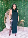 Rib Turtle Neck Long Slit Top
