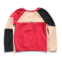 Image 2 of patchwork luxury cashmere camel red baseball sleeve 5T courtneycourtney rollneck top sweater unisex