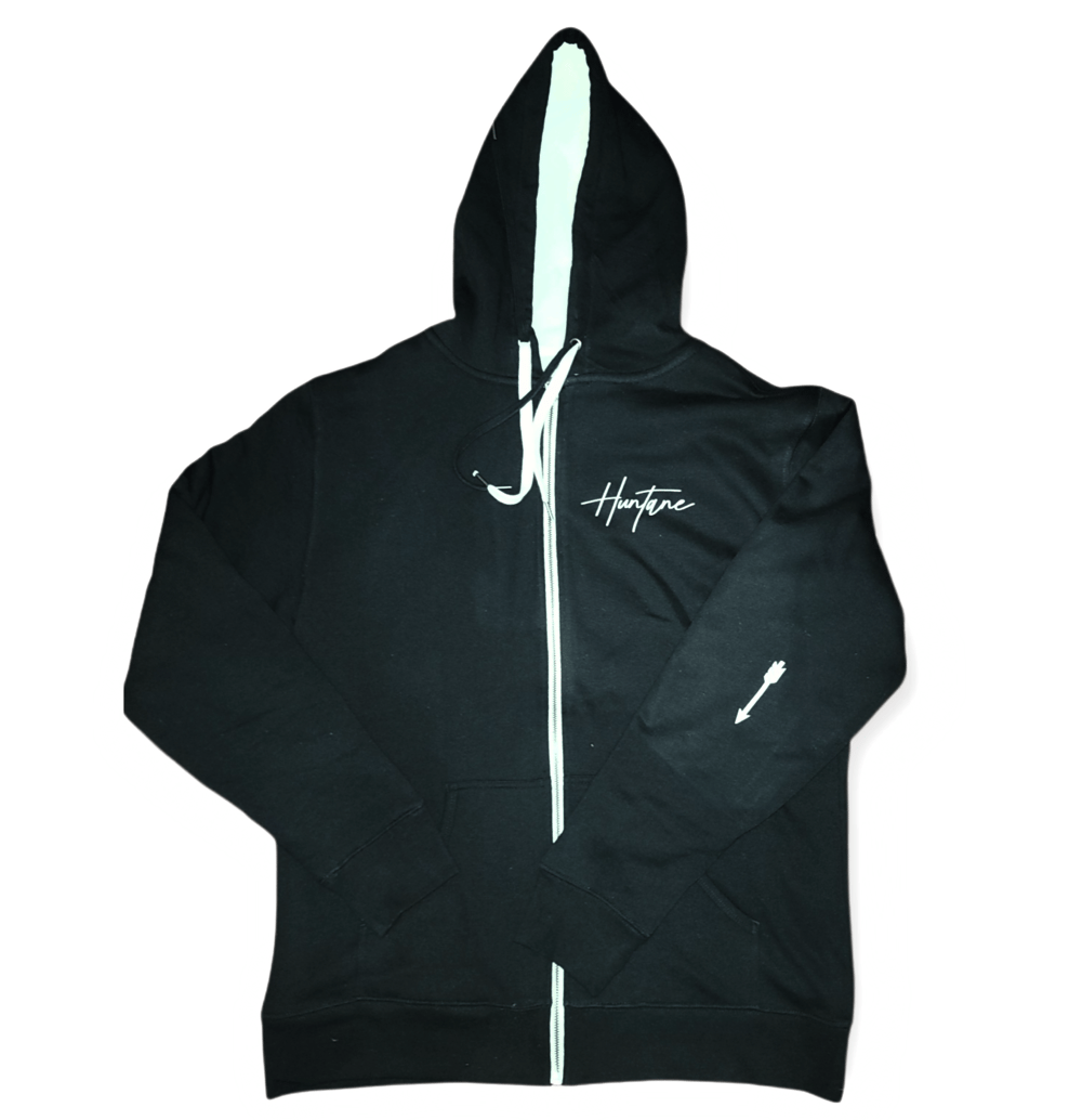 Image of Huntane Signature Series SHERPA LINED Black/Wht ZIP HOODy