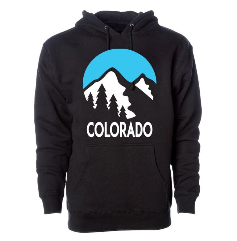 Image of COLORADO BLUE SKY MOUNTAIN BLACK HOODIE