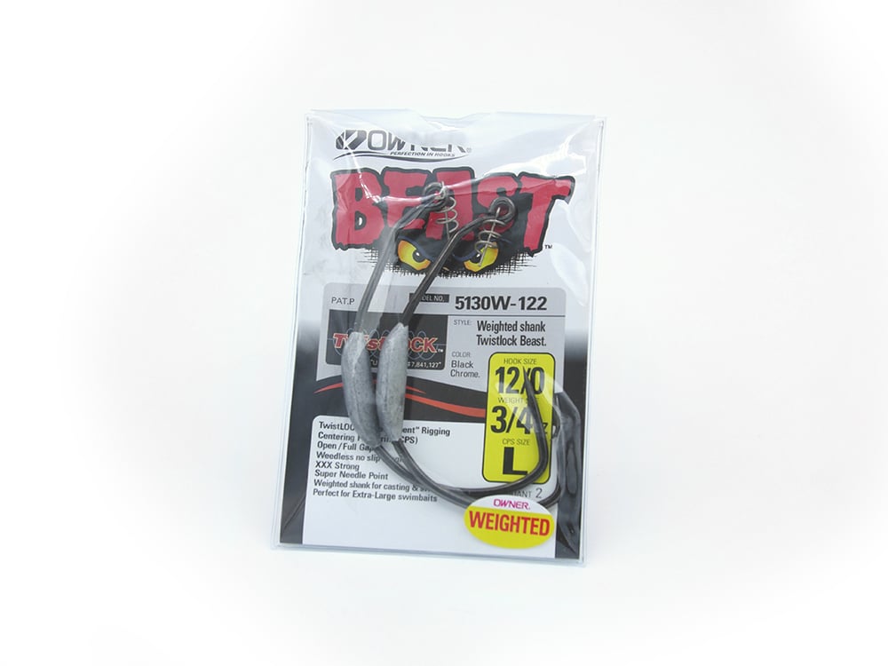 Image of 12/0  - 3/4oz Owner Weighted Beast Hooks 2pk.