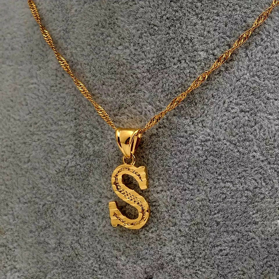 Image of HAMMERED LETTER NECKLACE 