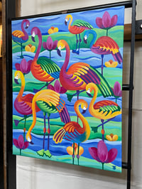 Image 4 of Fantasy Flamingos Print 