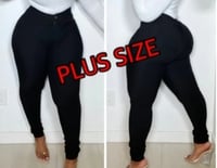 Image 1 of BLACK PLUS SIZE SUPER STRETCH HIGH WAISTED JEANS 