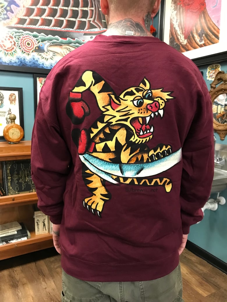 Image of Boxing Tiger Sweatshirt (Burgundy)