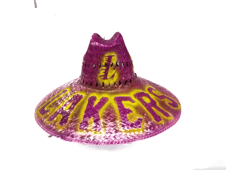 Los Angeles Rams solid blue gold horns airbrush straw hat