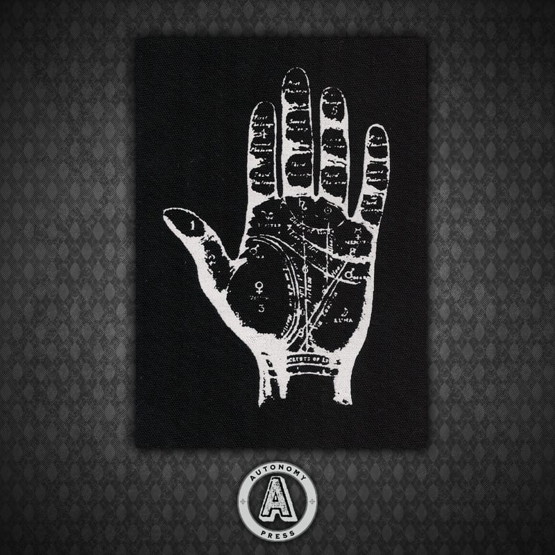 Palmistry Hand Black Canvas Patch