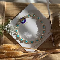 Iced Evil Eye Bracelet - White (Flowers)