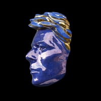 Image 3 of  'Loving the Alien' Blue/Gold Glazed Ceramic Mask