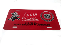 Felix Cadillac dealership aluminum license plate