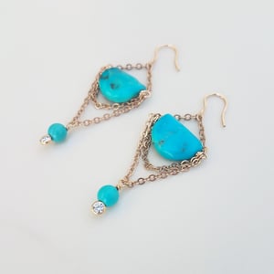 Turquoise Draped Chain Earrings 