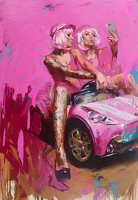Image 3 of Limited Edition 'PINK CAR SELFIE' Lithograph Print
