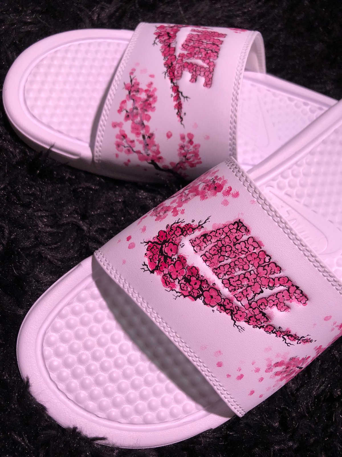 cherry nike slides