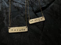 Image 3 of word charm stamped brass necklaces - assorted words