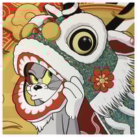 Image 2 of 'Lion Dance' Hand Embellished Giclée Print