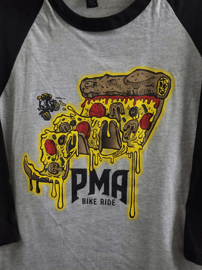 Image of Pma bike ride pizza logo t shirt 