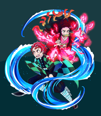 Image 2 of Demon Slayer Kamado Sibling Holographic Standee / Acrylic Pin 