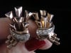 VINTAGE 1950S RETRO 18CT SAPPHIRE DIAMOND STAR COMET FAN CLIP EARRINGS