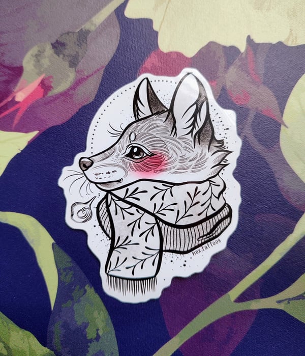 Image of Big vinyl cosy fox sticker