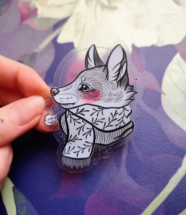Image of Clear cosy fox sticker