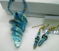Image 2 of Blue Swirl Necklace/Earring Set