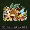 Sketched Mushroom Glade Stickers (22 Pack)