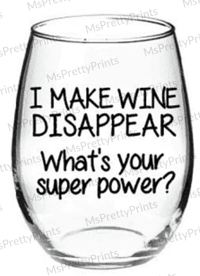 Image 2 of What's Your Super Power?  Stemless Wine Glasses 