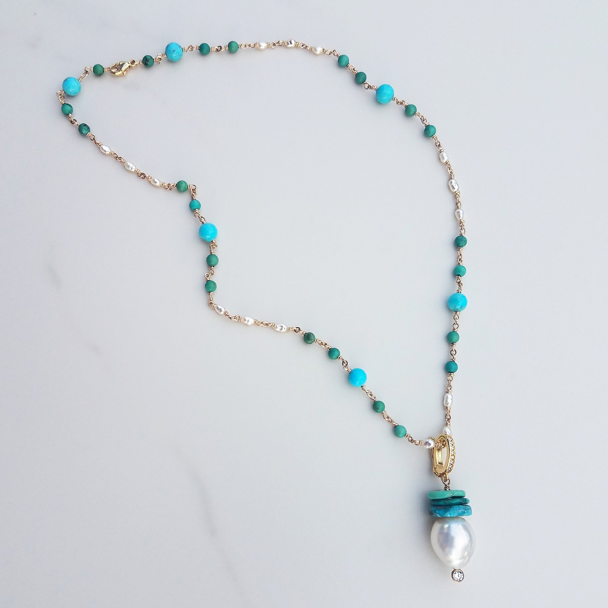 Turquoise & Pearl Necklace | Lola Florence Jewelry Hawaii