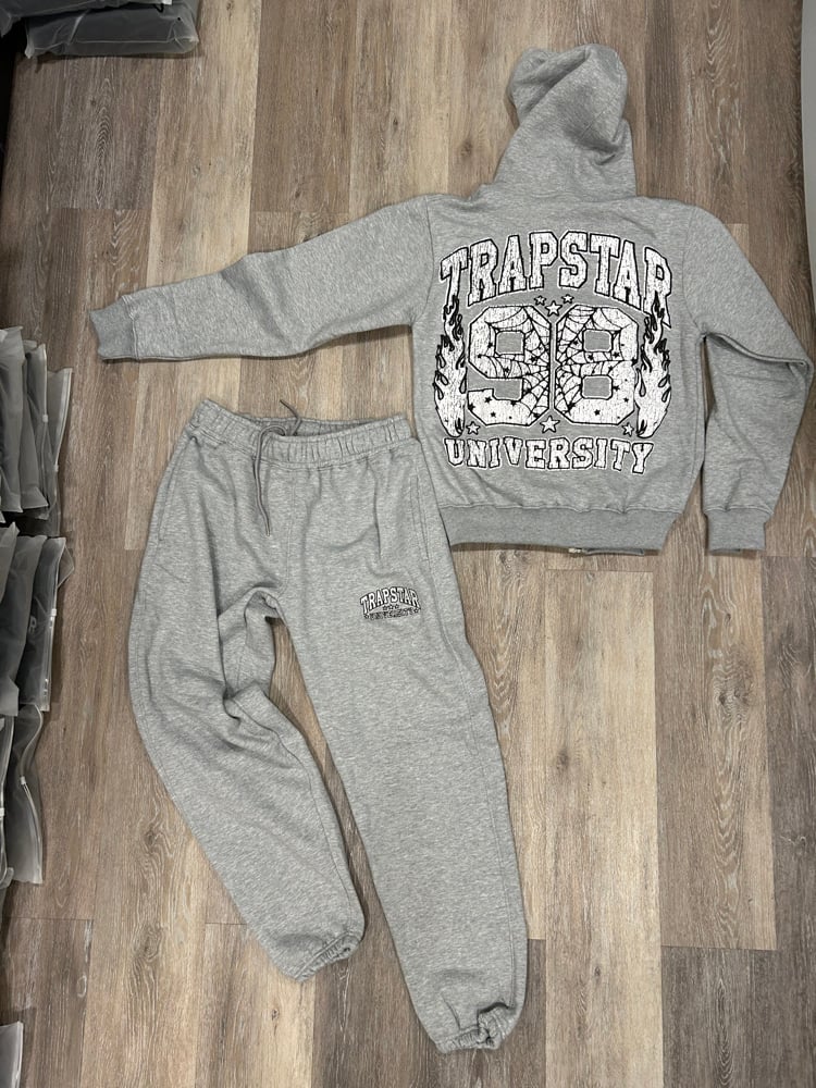 Image of Grey TrapStar University “Puff” Sweatsuit
