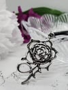 Antique Silver Rose Pendant with Leather Adjustable Chain