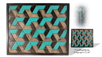 Image 1 of "Tumbling Blocks – Cityscape In Teal”  Reclaimed Wood Artwork