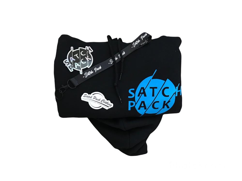 Satch Pack Hoodie -Black/ Sky Blue