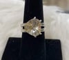 Citrine Trillion Crosshatch Double Band Ring (#1017)