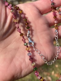 Image 1 of Rainbow Tourmaline Hand Knotted Gemstone Necklace, October Birthstone Necklace