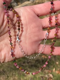 Image 3 of Rainbow Tourmaline Hand Knotted Gemstone Necklace, October Birthstone Necklace