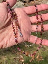 Image 4 of Rainbow Tourmaline Hand Knotted Gemstone Necklace, October Birthstone Necklace