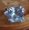 Sky Blue Topaz Crosshatch Double Band Ring (#1044)