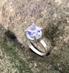 Amethyst Commercial Cut Crosshatch Single Band Ring (#1119)