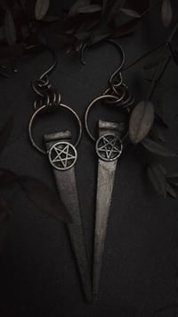 Image 1 of Pentagram coffin nail earrings