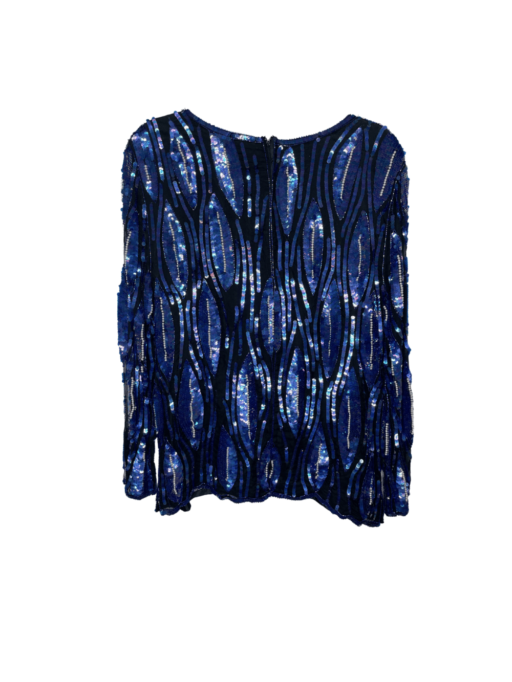 Blue & Black Sequin Blouse